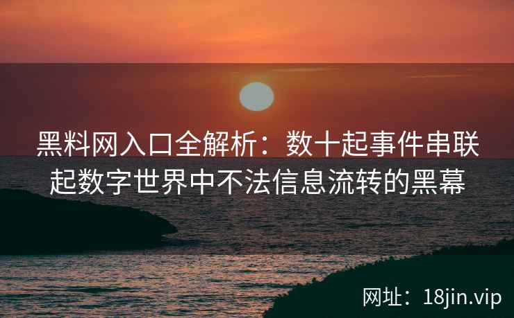 黑料网入口全解析：数十起事件串联起数字世界中不法信息流转的黑幕